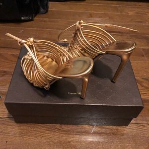 Gucci Gold High Heel Sandals